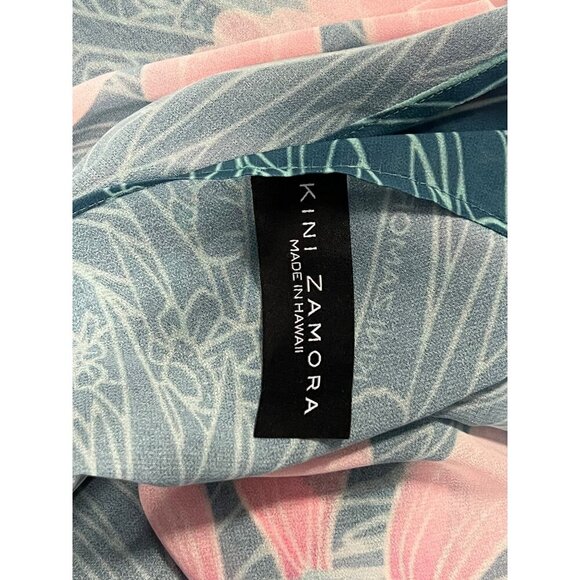 Kini Zamora Women Floral Kimono Cardigan Pink Teal One Size OS Hawaii Cover Up - Picture 7 of 7
